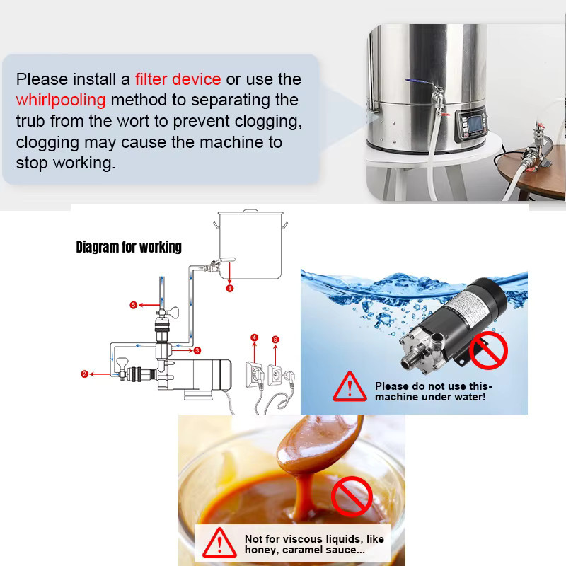 MRbrew Magnetantriebs-Transferpumpe MP-15RM aus Edelstahl in Silber für Craft Beer und Brauwürze mit 1/2 Zoll NPT Anschluss - Bild 3