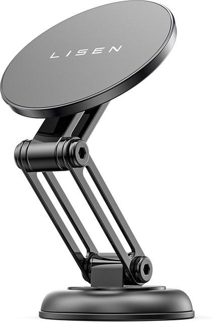 LISEN Magnetische Telefonhalterung für das Auto, faltbare 360 Grad rotierbare Halterung für das Armaturenbrett oder die Windschutzscheibe, Schwarz - Bild 1