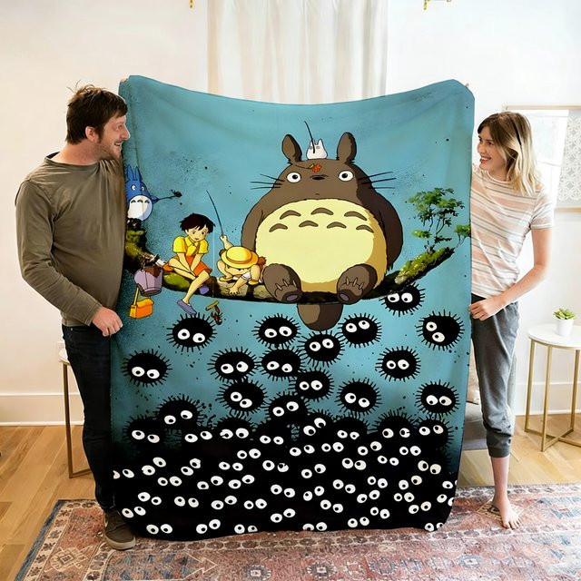 Potdemiel 3D T-Totoro Cartoon Plüschdecke aus Flanell in Multicolour - Bild 1