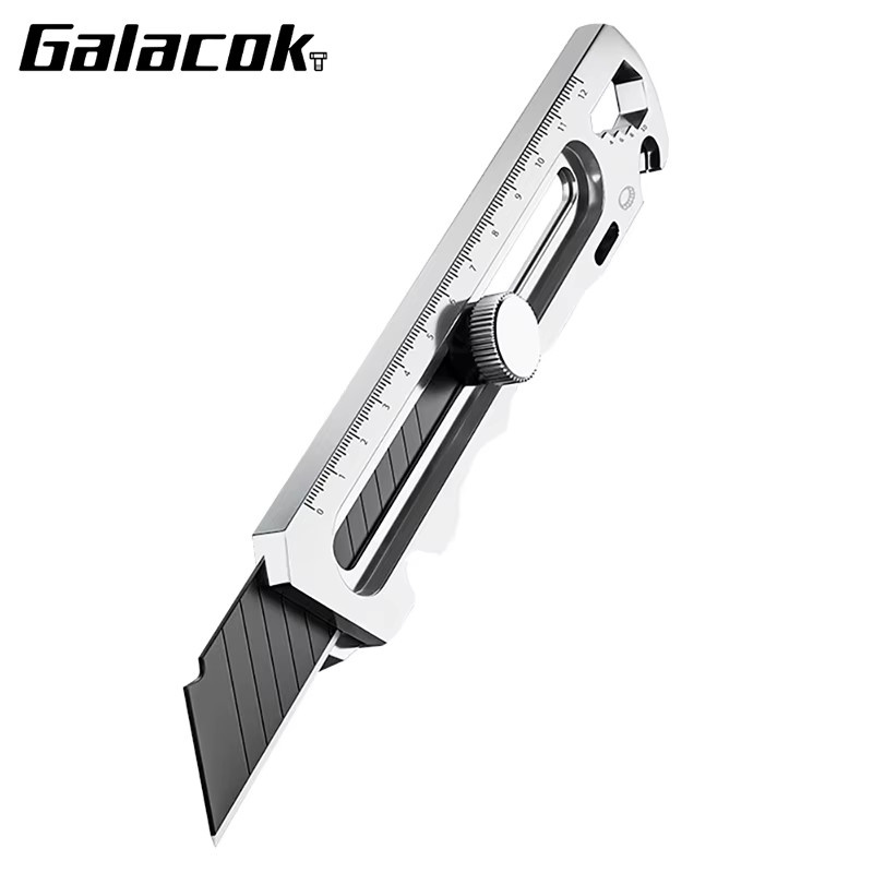 Galacok 6-in-1 Multifunktionsmesser aus Edelstahl in Silber mit einziehbarem Kartonöffner - Bild 6