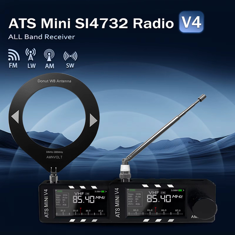 AMNVOLT ATS MINI SI4732 All Band DSP Radio Empfänger in Schwarz mit FM, AM, SSB, LSB und USB sowie integrierter Hi-Z Kopfhörerverstärkerschaltung - Bild 3