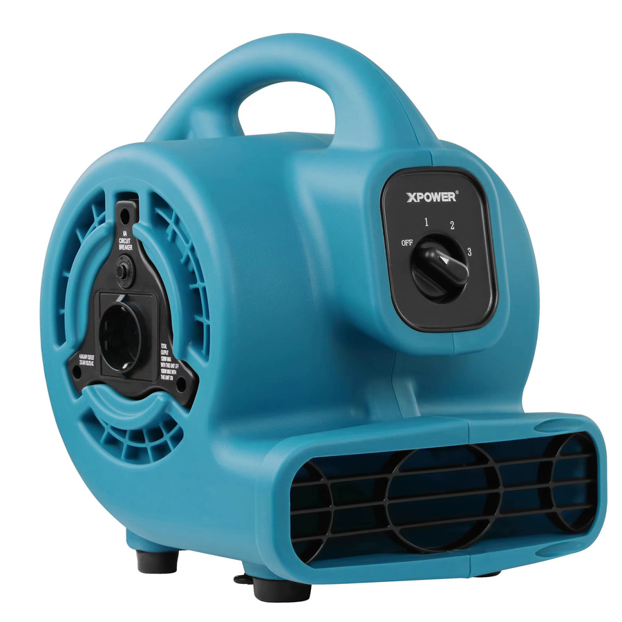 XPower P-80A Leistungsstarker Zentrifugal-Luftbeweger in Blau als Teppichtrockner und Bodenventilator mit Daisy-Chain-Funktion - Bild 1