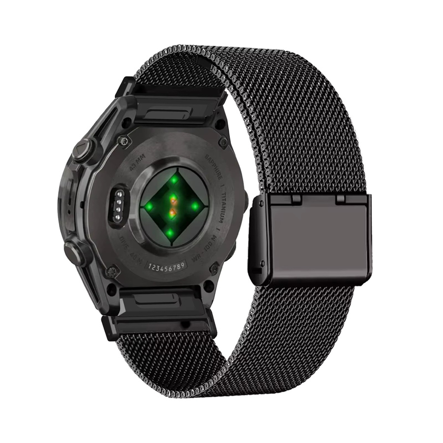 DAINU Armband aus Edelstahlgewebe für Garmin Fenix 8 43 mm, Fenix 5S und Fenix 5S Plus in Silber oder Schwarz - Bild 4