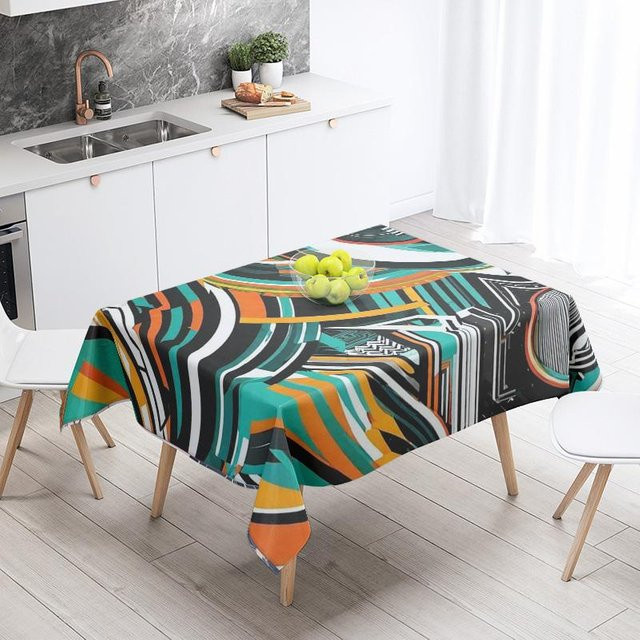 Runde Polyester-Tischdecke von JINGYUE Pet mit grünem Ananas- und tropischem Blattmuster, wasserabweisend und waschbar, Durchmesser: 100 cm - Bild 1
