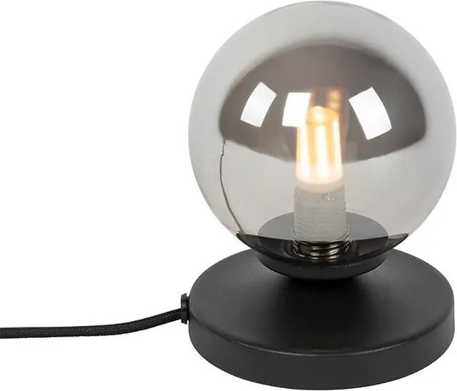QAZQA Moderne Tischlampe Athen in Schwarz mit Kugel aus Glas und Stahl - Bild 1