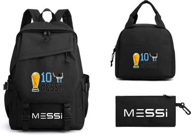 3-teiliges Schulrucksack-Set in Schwarz aus Oxford-Stoff mit Schultasche und Federmäppchen - Bild 1