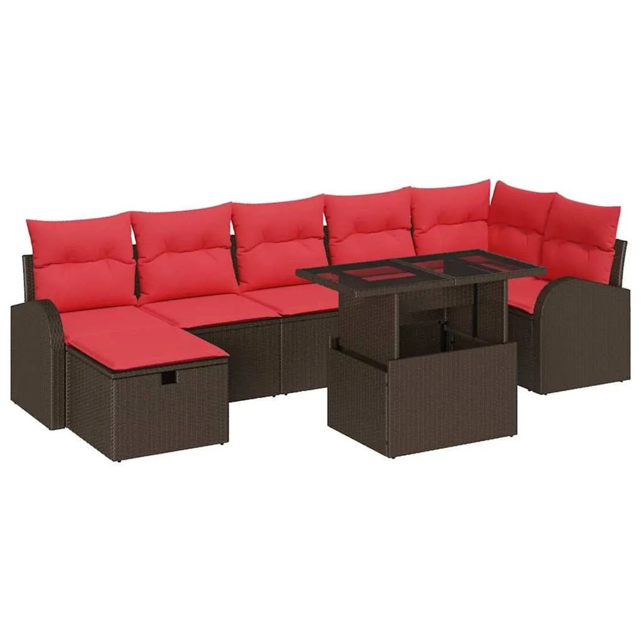 vidaXL Garten-Sofa-Set aus Polyrattan in Braun mit 8-teiligem Set inklusive Kissen und integriertem Stauraum - Bild 2