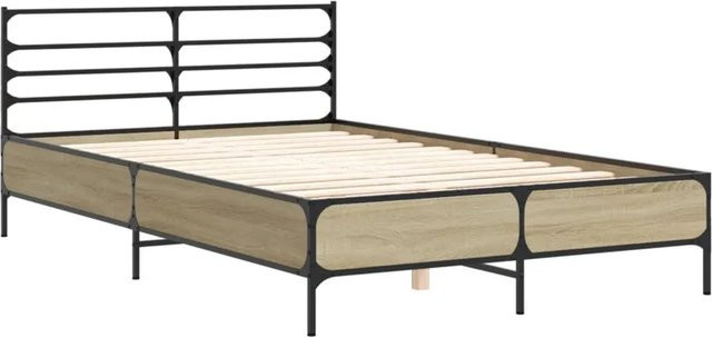 vidaXL Bettgestell aus Holzwerkstoff und Metall in Sonoma-Eiche, B/T/H: 120 x 190 x 74 cm - Bild 1