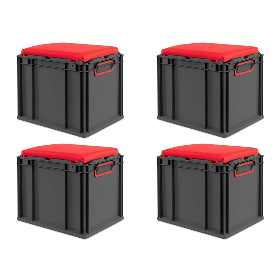 PROREGAL Sparset 4x Eurobox Nextgen Seat Box in Rot-Schwarz, H x B x T: 36,5 x 30 x 40 cm, 30 Liter - Bild 2