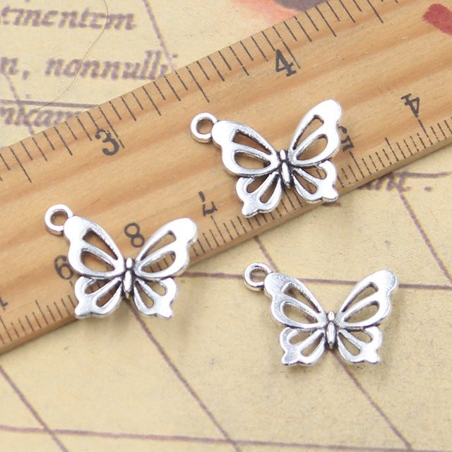 YOUNGISMONEY Charms Schmetterling, Antik Silber, Anhänger - Bild 1