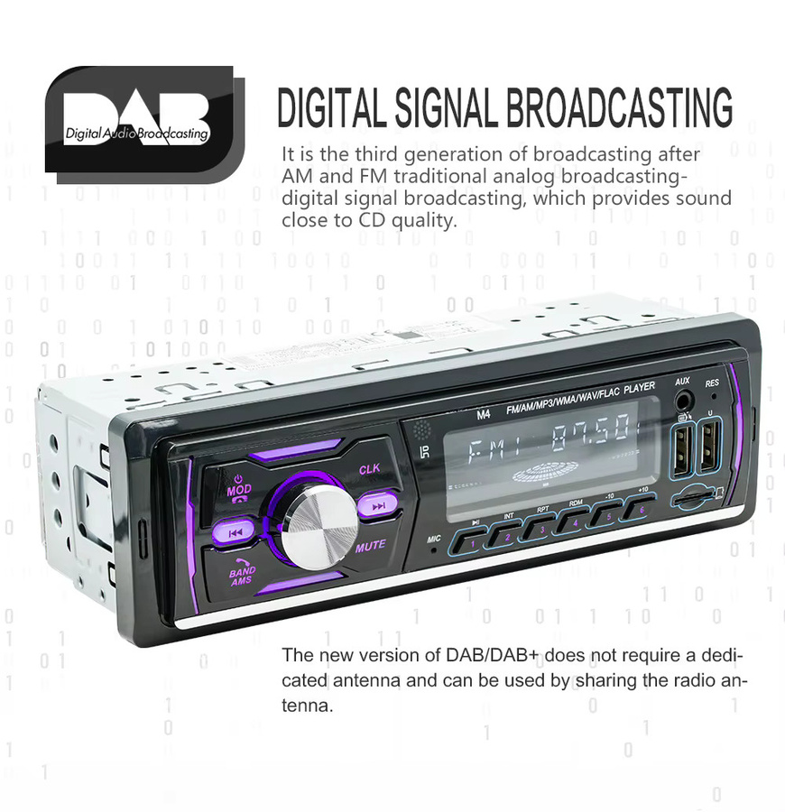 ESSGOO Autoradio Single 1 DIN in Schwarz mit Bluetooth-Freisprechsystem, MP3-Player, USB, SD, AUX IN, TF sowie AM/FM und RDS mit 7 LED-Farbbeleuchtung - Bild 2