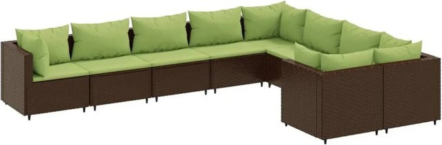 vidaXL 9-tlg. Garten-Sofagarnitur aus braunem PE-Rattan mit Kissen und pulverbeschichtetem Stahlgestell - Bild 1