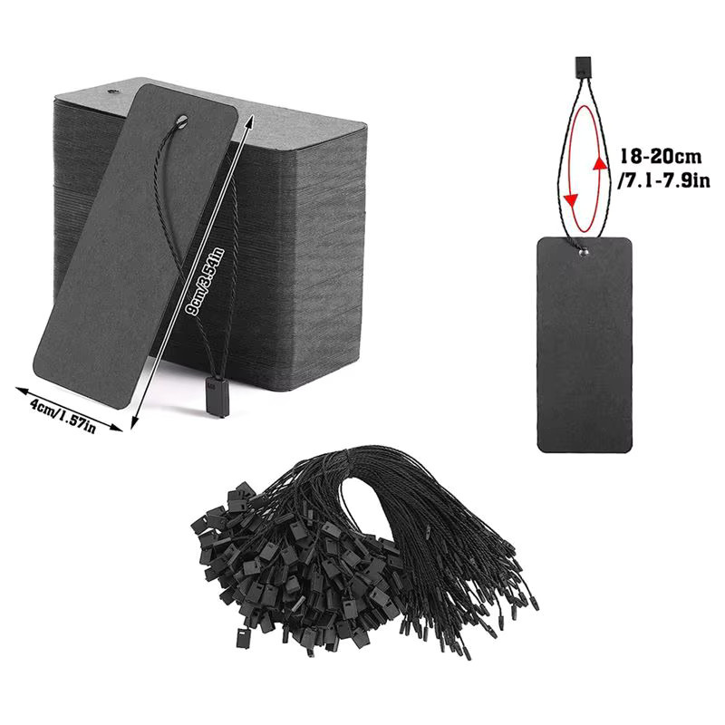 AA94-400 Set schwarze Preisschilder aus Kraftpapier mit Schnur und Sicherheitsnadeln als Geschenkanhänger - Bild 6