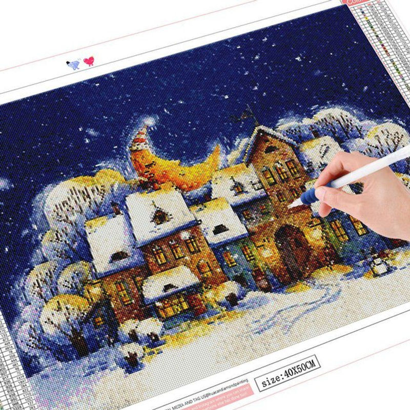 FIYO Diamond Painting Set Landschaft Winter Mozaïek Dekoration, Mehrfarbig, B: 30 cm, H: 20 cm - Bild 1