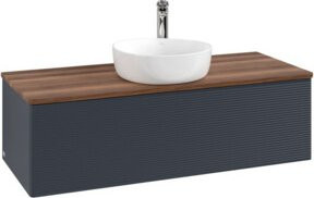 V&B Waschtischunterschrank Antao mit Frontstruktur in Weiß und Mittelblau, lackiert, B/T/H: 120 x 50 x 50 cm - Bild 1