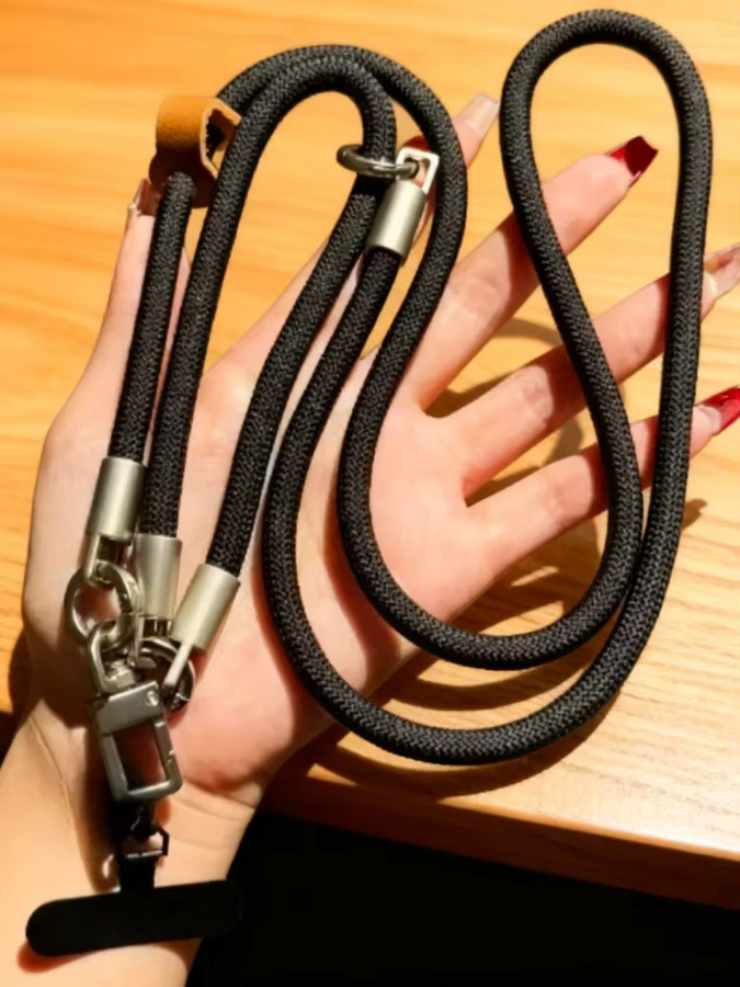 WSSHE Handy-Umhängeband Schwarz, 120 cm lang, verstellbar und abnehmbar, universelles Umhängeband für den Außenbereich mit Kartenclip für Handyhüllen - Bild 2