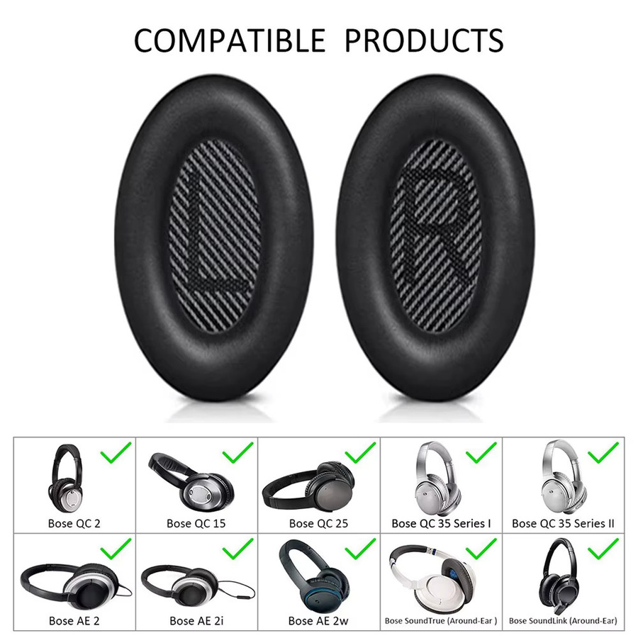 Bose Ersatz-Ohrpolster und Kopfband Set in Schwarz für QuietComfort QC 15, QC 25, QC 35, AE2, AE2i, AE2w - Bild 5