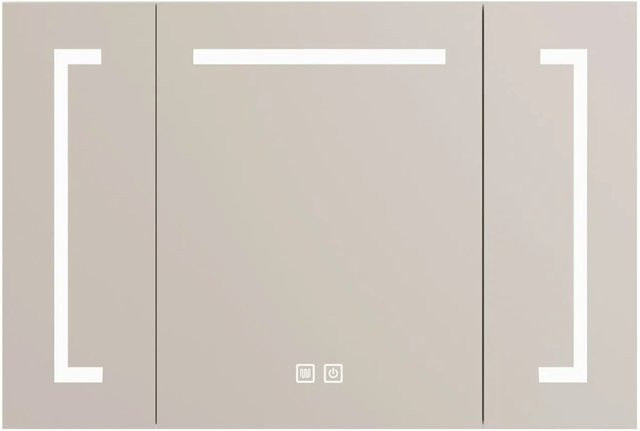 PXloue Spiegelschrank mit LED-Beleuchtung und Stauraum in Weiß, Breite: 90 cm - Bild 1