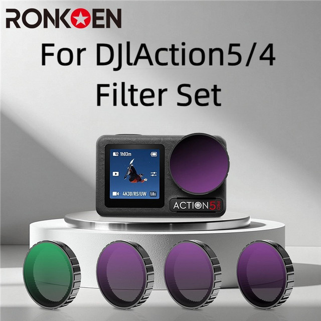 Ronkoen ND CPL Filter Set für DJI OSMO Action 4 und Action 5 Pro mit Aluminium Rahmen in Schwarz - Bild 1