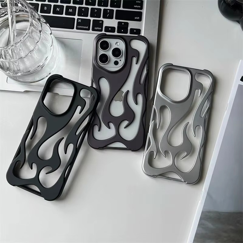 Stoßfeste Slim-Handyhülle mit 3D-Flammenmuster für Apple iPhone 11 bis 17 Pro Max, Farbe: Schwarz - Bild 4