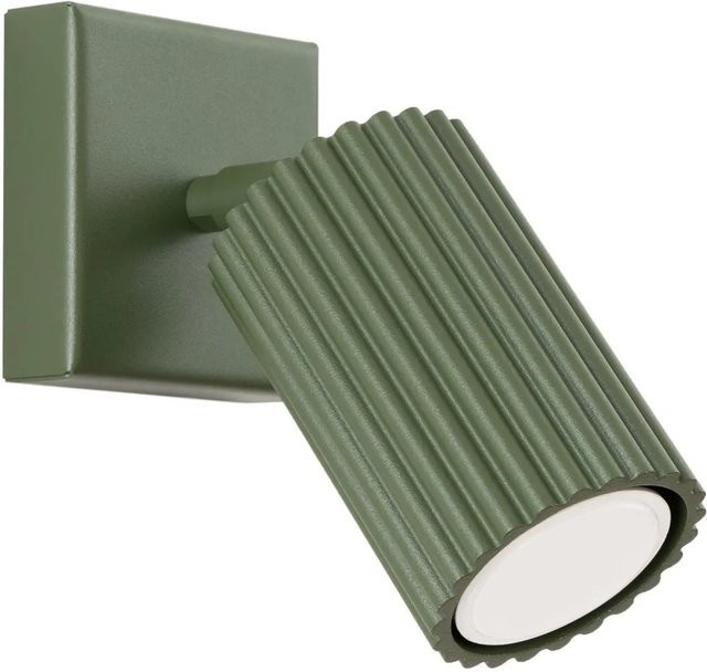 Licht-Erlebnisse Wandlampe aus Aluminium in Olivgrün, schwenkbar für GU10 Leuchtmittel, Breite: 8 cm - Bild 1