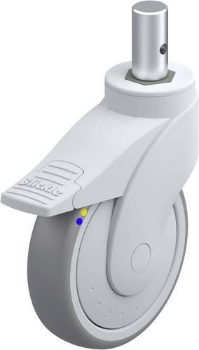 Blickle Kunststoff-Lenkrolle LWGXE-TPA 126XKF-FI-ELS-ZAX55 in Grau/Silber mit 125 mm Rad-Durchmesser und 80 kg Tragfähigkeit - Bild 1