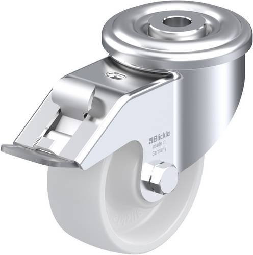 Blickle Lenkrolle LER-PO 80R-FI mit Feststeller in Silber und Weiß, Rad-Durchmesser: 80 mm, Tragfähigkeit: 150 kg - Bild 1