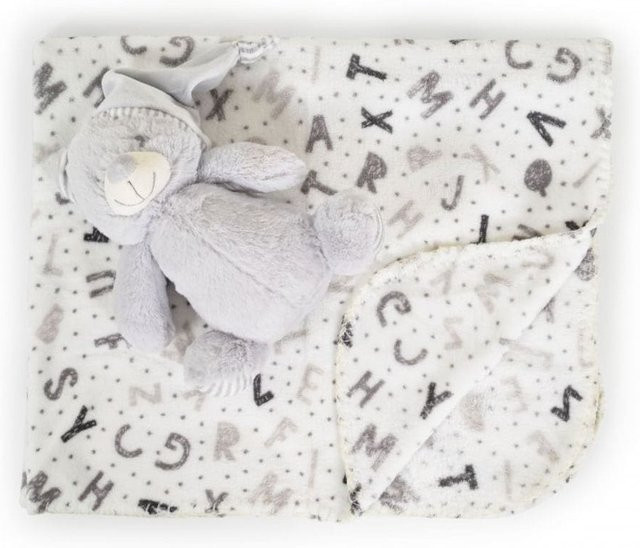 Cangaroo Babydecke mit Plüschtier in Grau, B/B: 90 x 75 cm - Bild 1