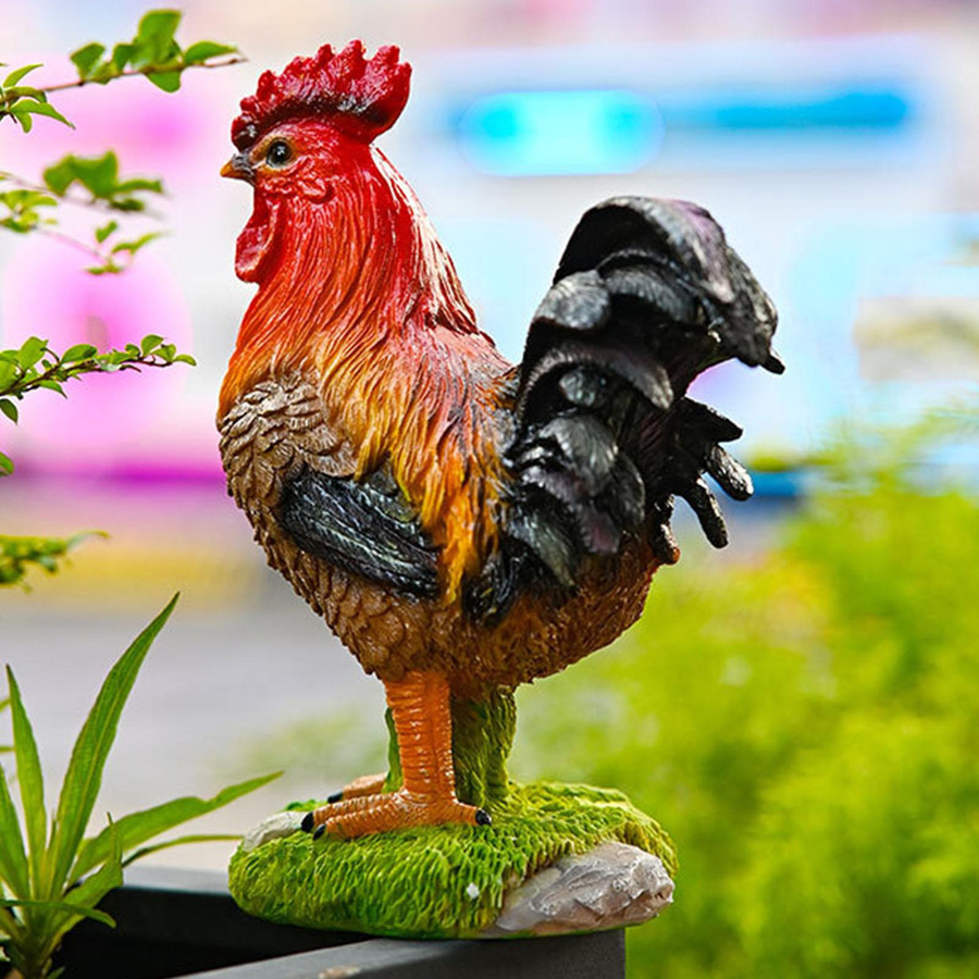 Fishine Hahn-Skulptur aus Harz in Multicolor für die Innen- und Außendekoration - Bild 2