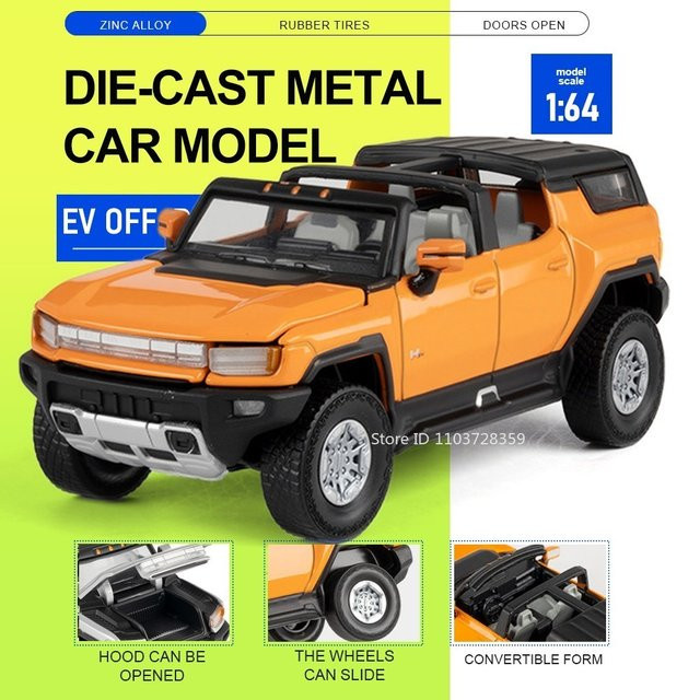 MAKEDA EV Miniatur-Geländewagen-Modell, 1:64, Metall, Schwarz - Bild 1