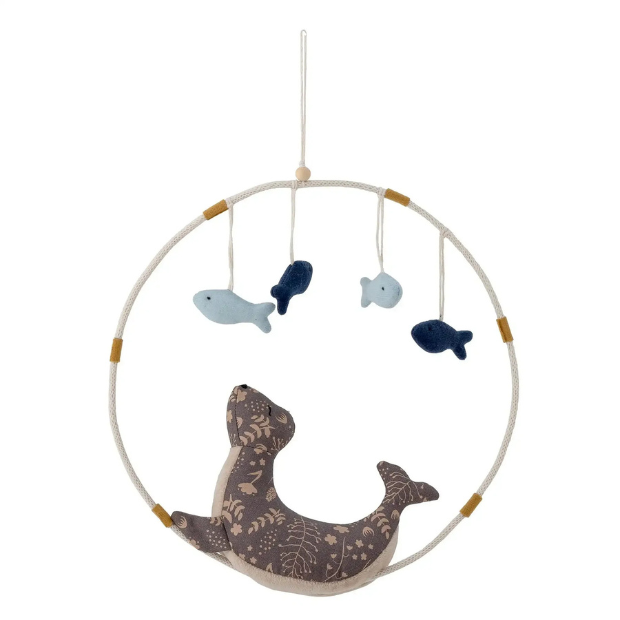 Bloomingville Mini Lulo Mobile Robbe und Fisch in Braun aus Baumwolle und Polyester - Bild 1