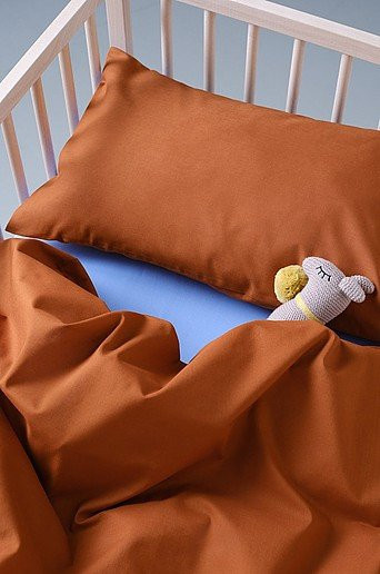 Jotex ZACK MINI Bettbezug-Set für die Krippe aus Bio-Baumwolle in Braun - Bild 1