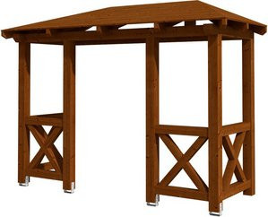 Skan Holz Haustür-Vordach Wismar 5 aus nordischer Fichte in Nussbaum braun, Breite: 351 cm, Tiefe: 134 cm - Bild 1