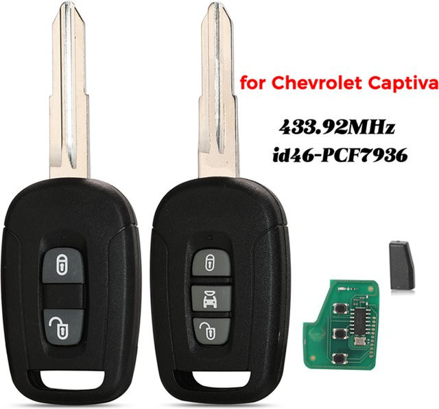 Jingyuqin Fernbedienungsschlüssel für Chevrolet Captiva und Holden 5 7, 434MHz ID46 PCF7936, 2/3 Tasten, Schwarz - Bild 1