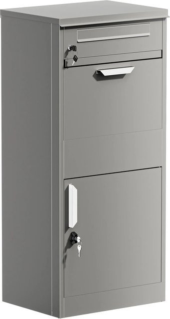 Wiltec Paketkasten Standbriefkasten aus Stahl in Grau, B/T/H: 50 x 37 x 11 cm - Bild 1