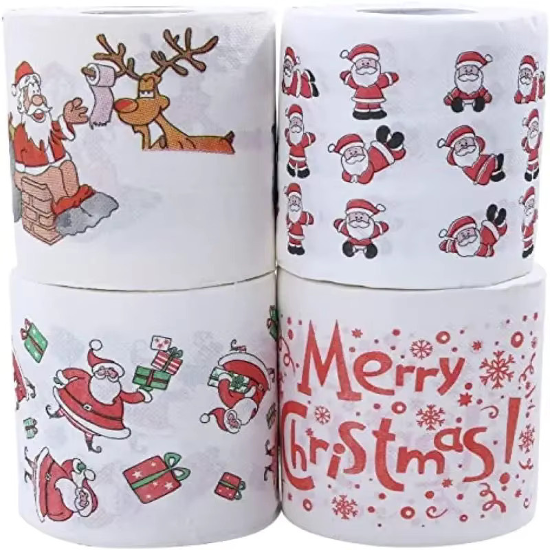 Buntes Toilettenpapier mit Weihnachts-Muster für deine Weihnachtsdekoration zu Hause - Bild 2