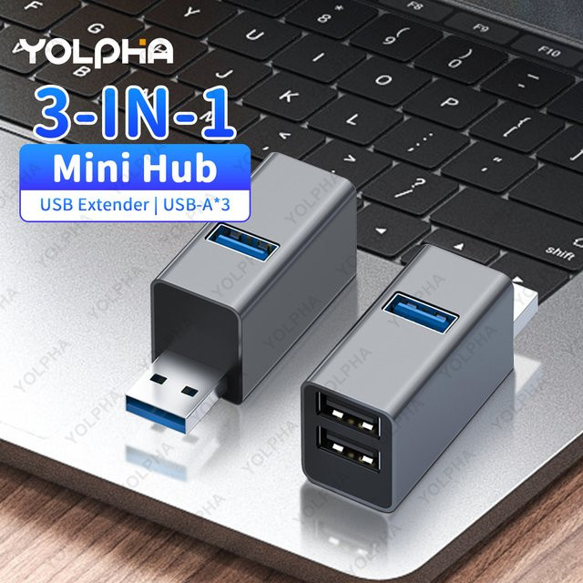 YOLPHA USB-Hub mit 3 Ports als Hochgeschwindigkeits-USB-Adapter für PC, Laptop und Desktop - Bild 1