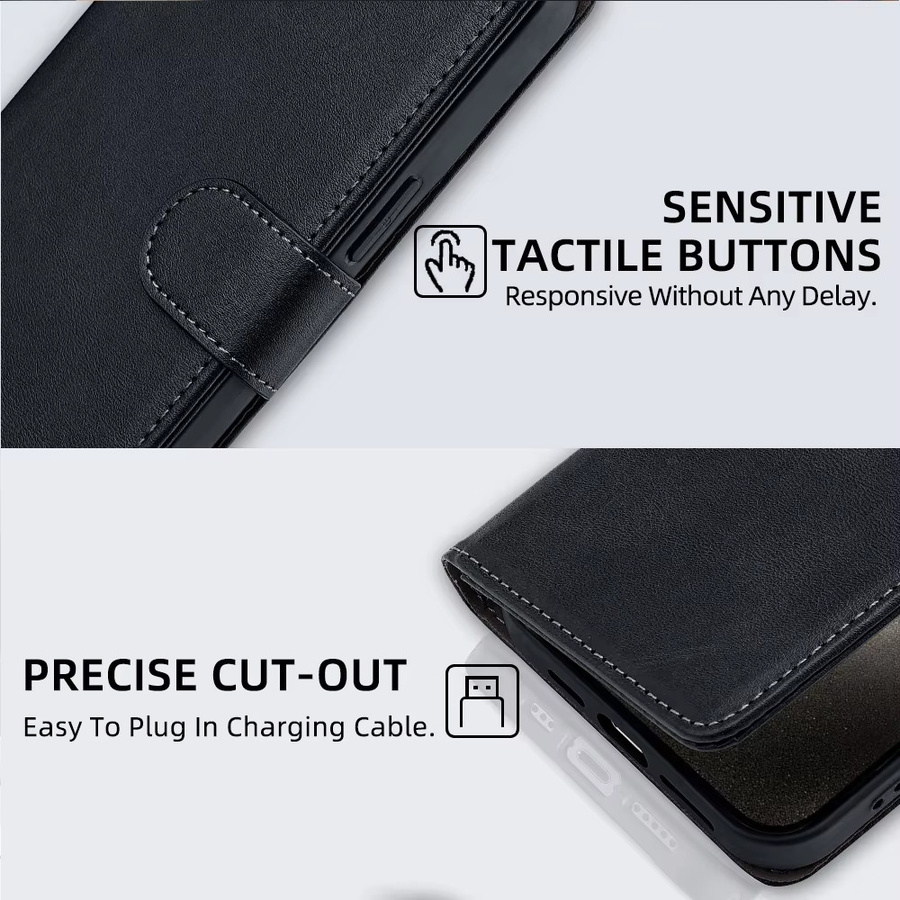 Lederhülle im Buchstil mit Magnetverschluss und Kartenfächern für Motorola Edge 50 Pro Edge 40 Edge 30 Pro Neo Fusion Flip-Cover in Schwarz oder Rot - Bild 5