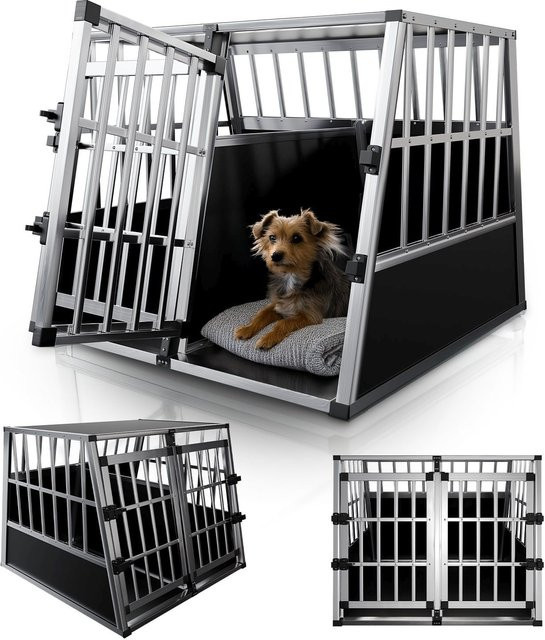 Juskys Alu Hundetransportbox XL in Schwarz und Silber, B/T/H: 96 x 90 x 71 cm - Bild 1