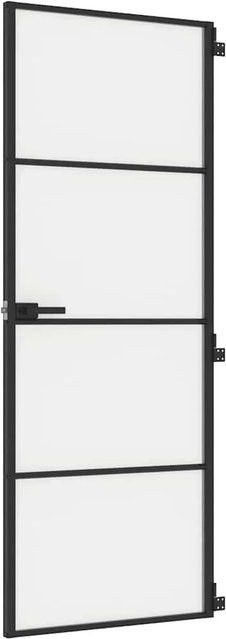 vidaXL Innentür modern in Schwarz aus Hartglas und Aluminium, B: 76 cm, H: 201,5 cm - Bild 1