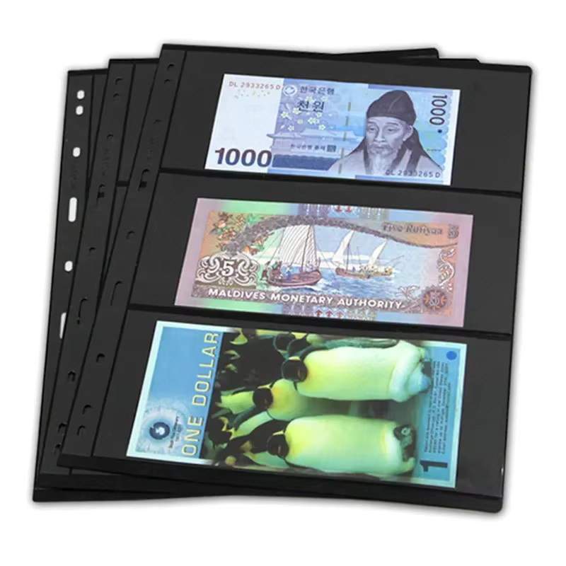 10 Stück Briefmarken-Albumseiten aus transparentem PVC für Stempel und Banknoten-Sammlungen - Bild 3