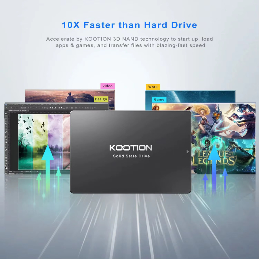 KOOTION SATA3 SSD Interne Festplatte 2,5 Zoll in Schwarz für Desktop und Laptop - Bild 3