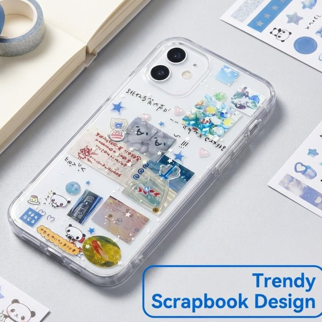 Kawaii Scrapbook Handyhülle für iPhone 11 bis 17 Pro Max, transparente und kratzfeste Softcase-Hülle für Mädchen - Bild 1