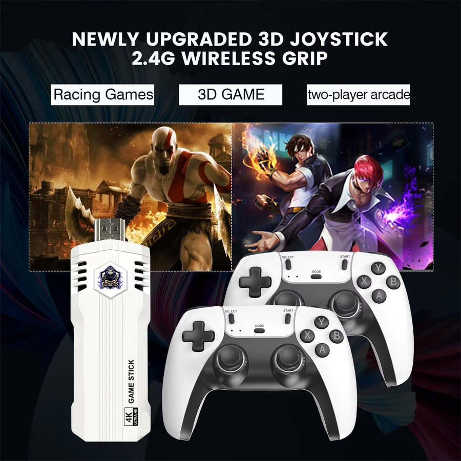 Vieruodis Retro-Spielkonsole X2L Game Stick mit 4K UHD HDMI, 30.000 Spielen, 40 Emulatoren und 2,4G Wireless-Controllern in Schwarz oder Weiß - Bild 4