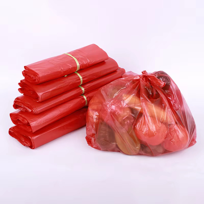 100 Stück Rote Plastiktüten mit Griff für Küche und Wohnzimmer als Müllbeutel und Aufbewahrungstasche - Bild 2