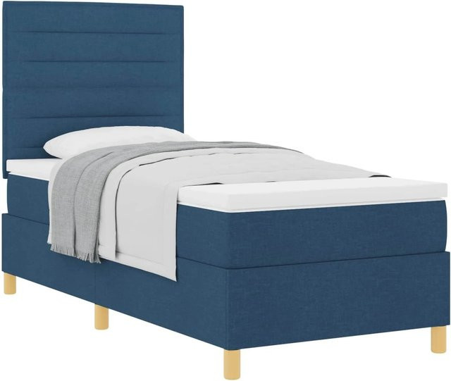 vidaXL Boxspringbett mit Matratze und Kopfteil in Blau, B/T/H: 200 x 100 x 280 cm - Bild 1