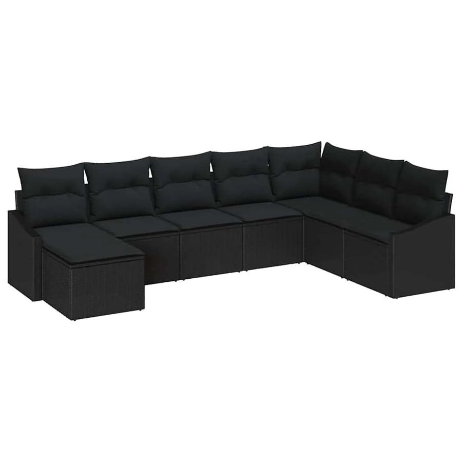 vidaXL Garten-Sofa-Set 8-teilig in Schwarz aus Poly-Rattan mit Polsterung und Stahlgestell - Bild 2