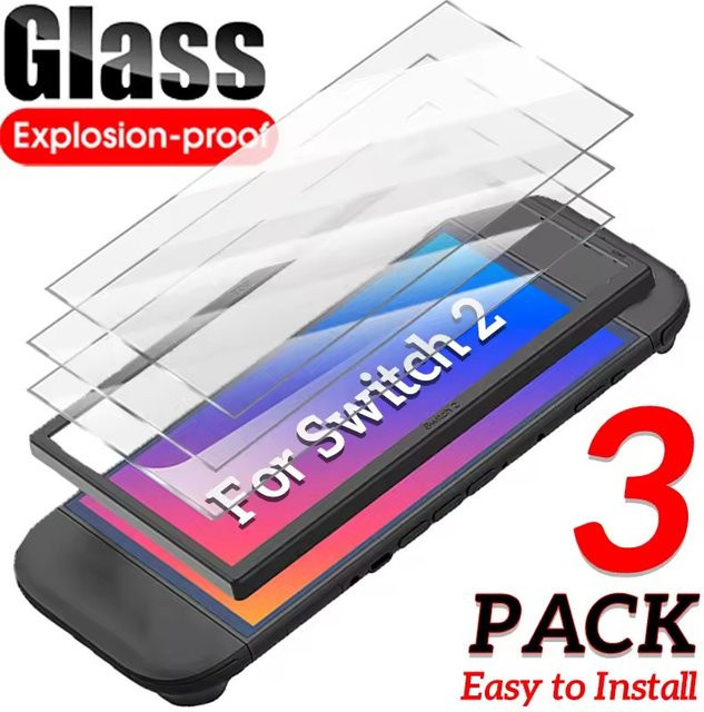 Nintendo Switch Displayschutzfolie aus gehärtetem Glas, transparent, passend für Switch 2, Switch Lite und Switch OLED, 1 oder 3 Stück - Bild 1