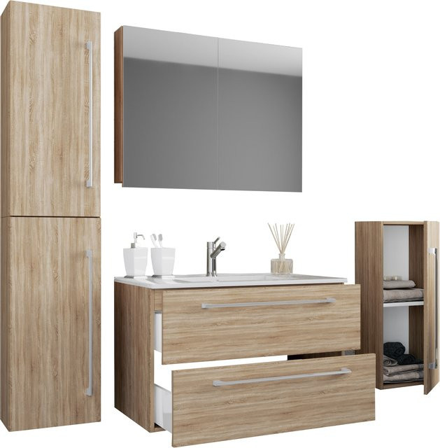 VCM Badmöbel Set Badinos 5-tlg. mit Keramik Waschbecken und hängendem Unterschrank Breite: 80 cm - Bild 1