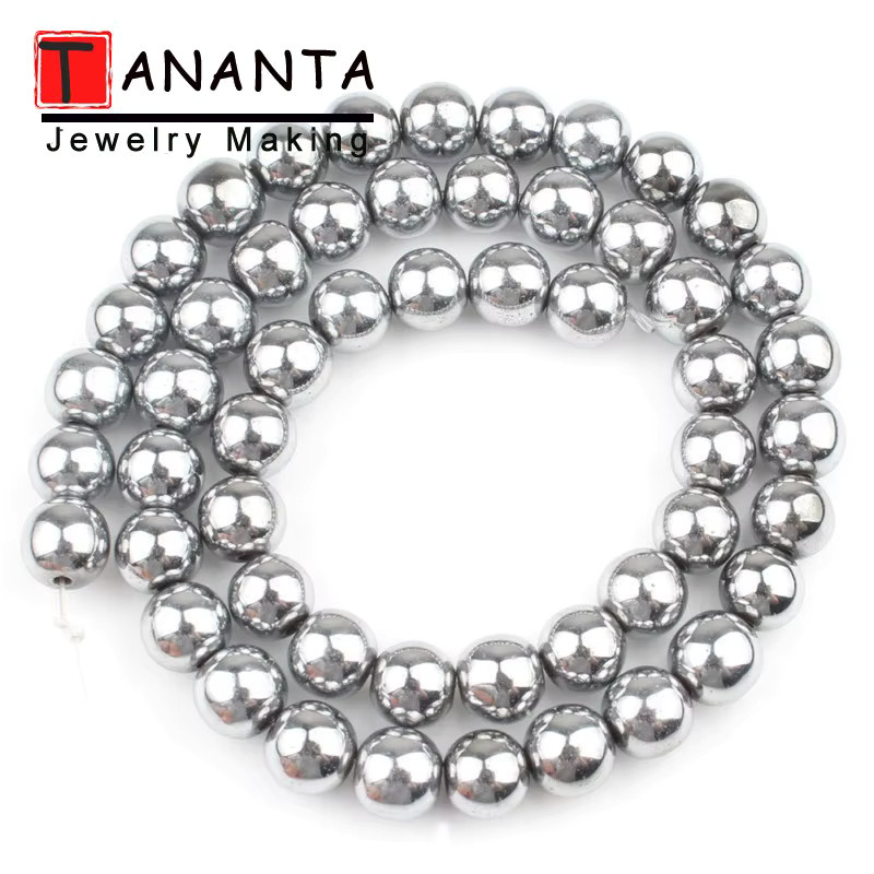TANANTA Hämatitperlen, versilbert, rund, 2-10 mm, Unisex - Bild 2